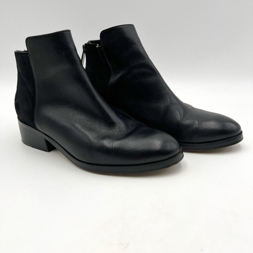 Cole Haan Elion Grand O's Black Leather and Suede Ankle Booties Size 7
